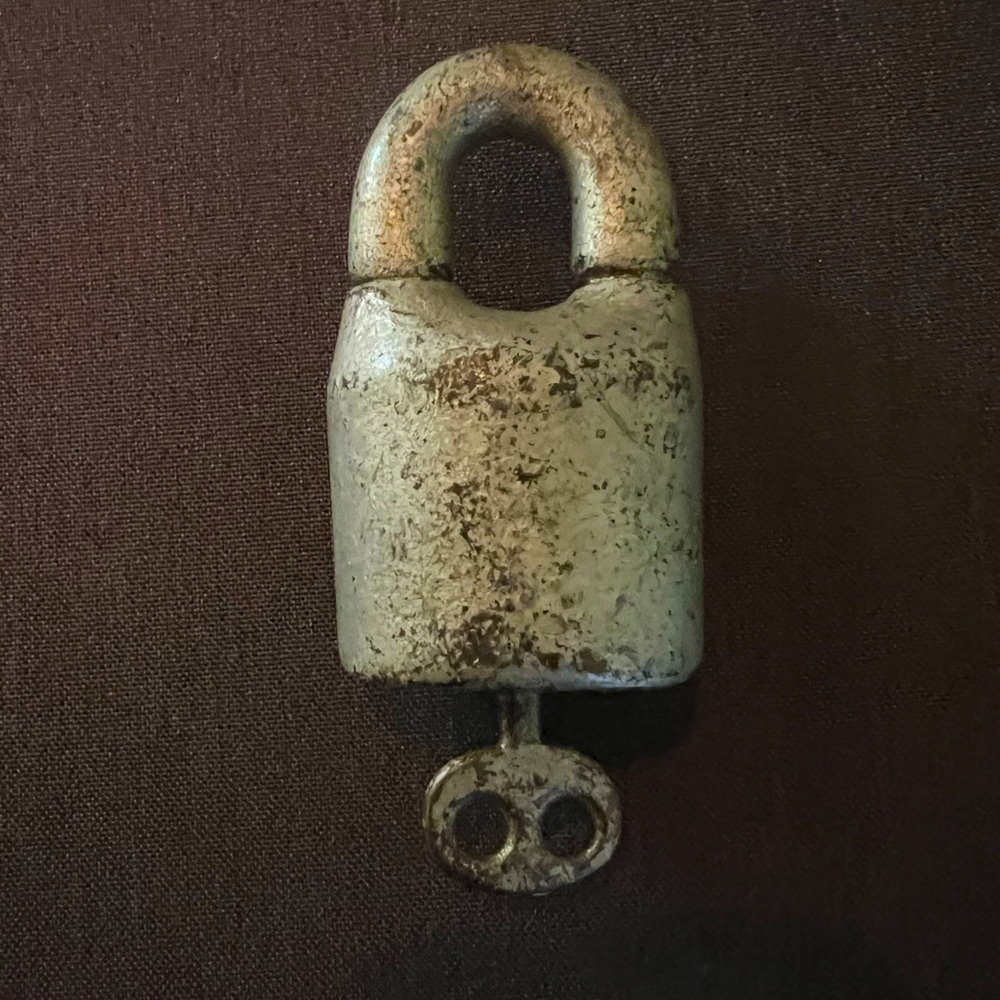 Vintage Scandinavian Cast Iron Round Padlock.